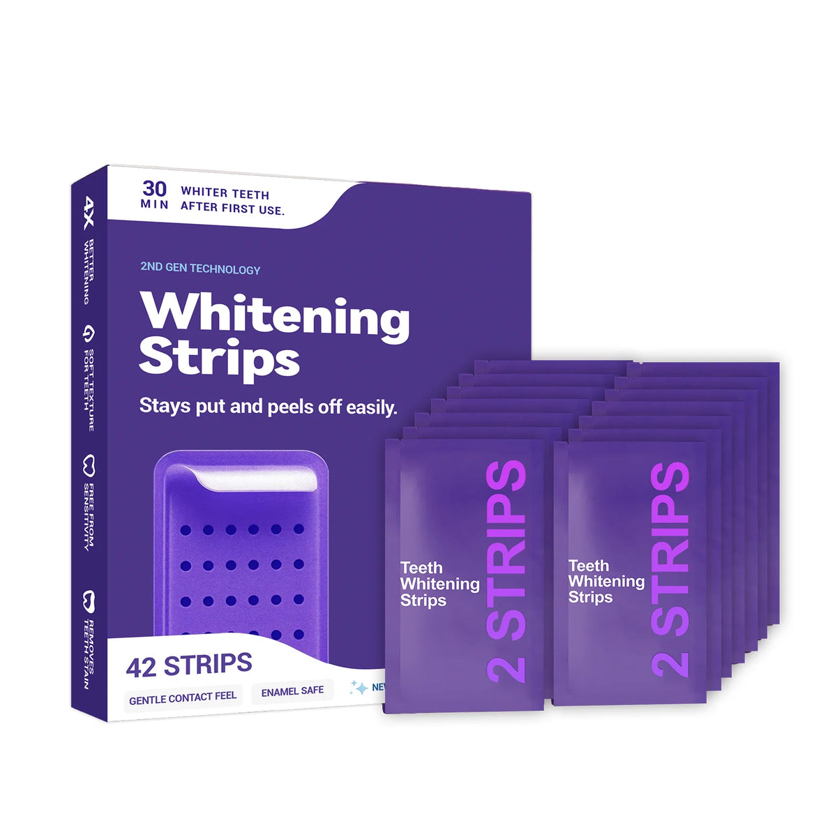 Purple Teeth Whitening Strips Oral Cleaning Removal Gel  Improve Dental Yellowing Oral Care, for Lasting Bright Smile